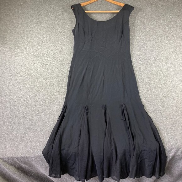 Vintage Laundry Shelli Segal Dress Womens 8 black Drop Waist Flared Skirt - Picture 1 of 8